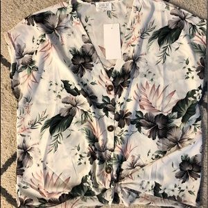 Floral button down top